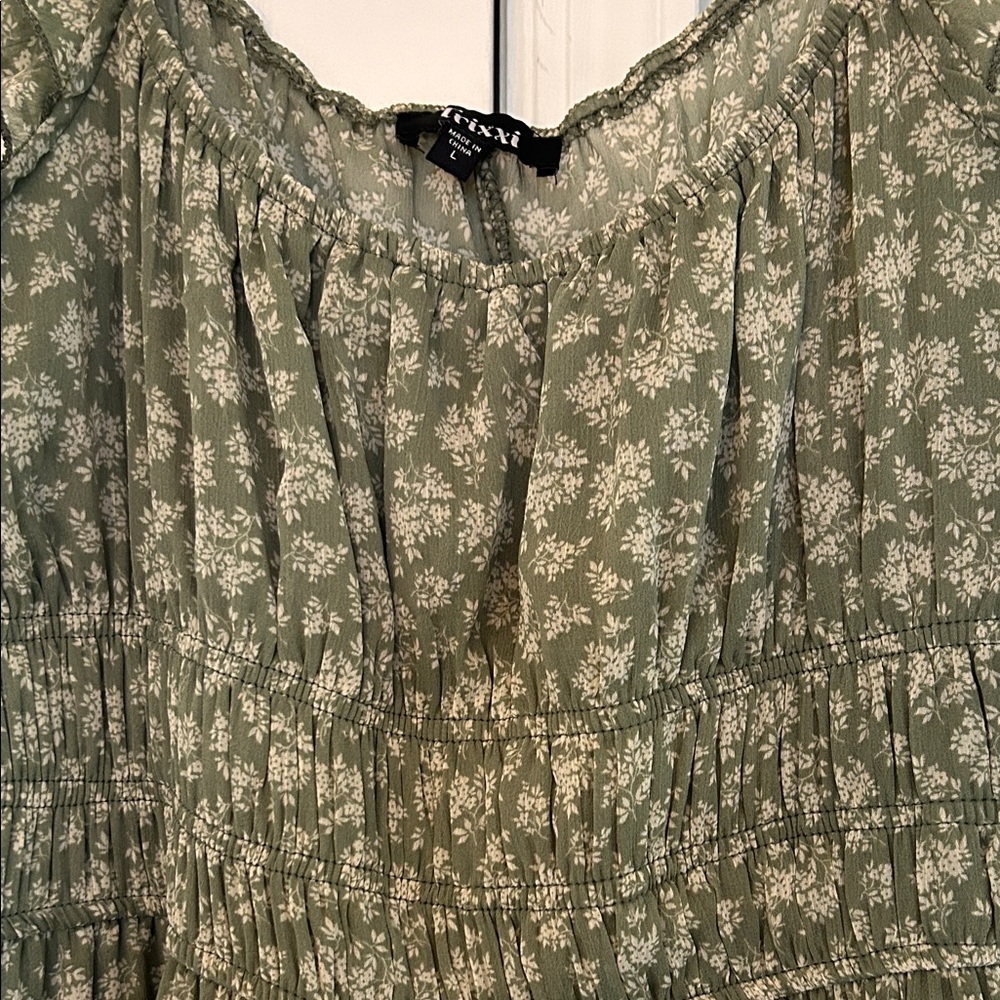 Forever 21 Olive Floral Midi Dress